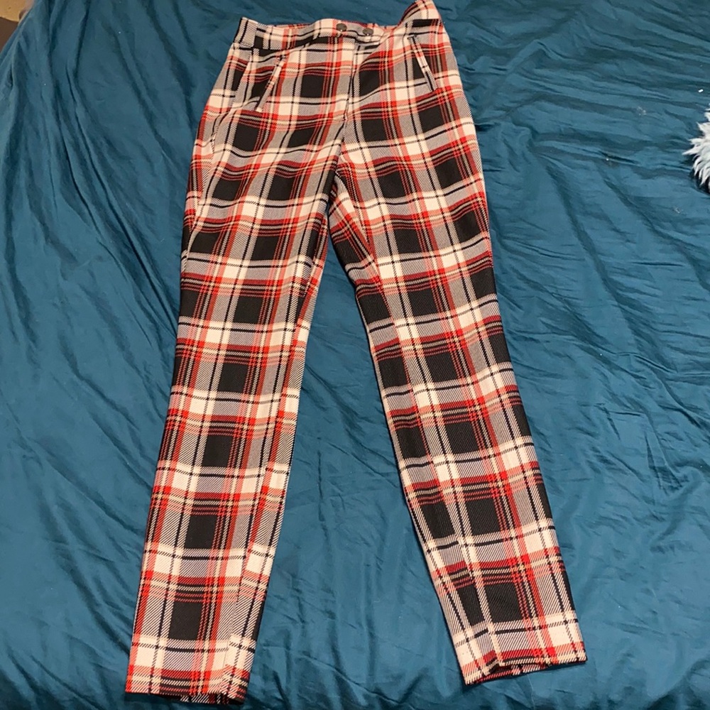 Red plaid pants